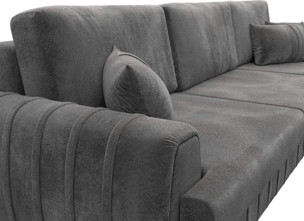 Изображение товара Диван угловой Лига Диванов Лига-057 НПБ Лонг угол правый / 129306 (велюр Tower 10 серый)