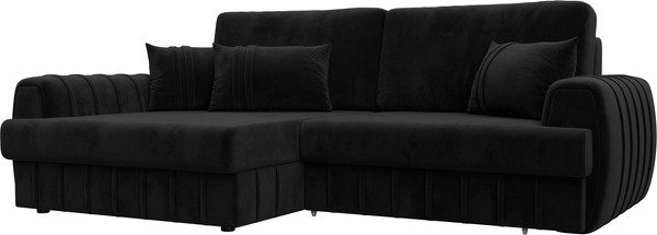 Изображение товара Диван угловой Лига Диванов Лига-057 НПБ угол левый / 129273L (велюр Seven 35 черный)