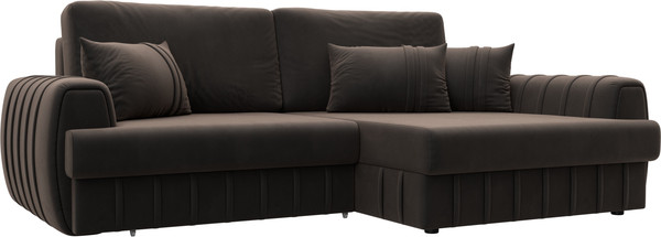 Изображение товара Диван угловой Лига Диванов Лига-057 НПБ угол правый / 129272 (велюр Seven 727 коричневый)