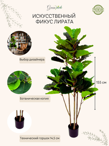 Изображение товара Искусственное растение GreenPark Фикус Лирата / GP-028/155