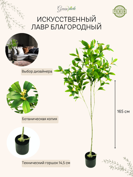 Изображение товара Искусственное растение GreenPark Дерево лавр благородное цветущее / GP-035/165