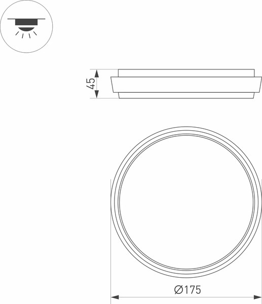Изображение товара Светильник ЖКХ Arlight LGD-GIRO-R175-10W Warm3000 GR 110deg 230V / 029948
