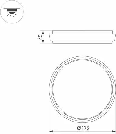 Изображение товара Светильник ЖКХ Arlight LGD-GIRO-R175-10W Day4000 GR 110deg 230V / 032421