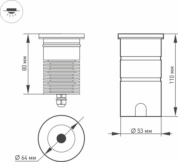 Изображение товара Светильник уличный Arlight LTD-GROUND-R65-6W Warm3000 SL 24deg 230V / 026449