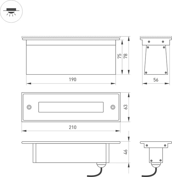 Изображение товара Светильник уличный Arlight LTD-LINE-TILT-S210-8W Warm3000 SL 120deg 230V / 024944