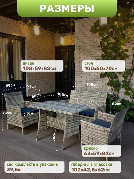 Изображение товара Комплект садовой мебели Sundays XS-RTS011C