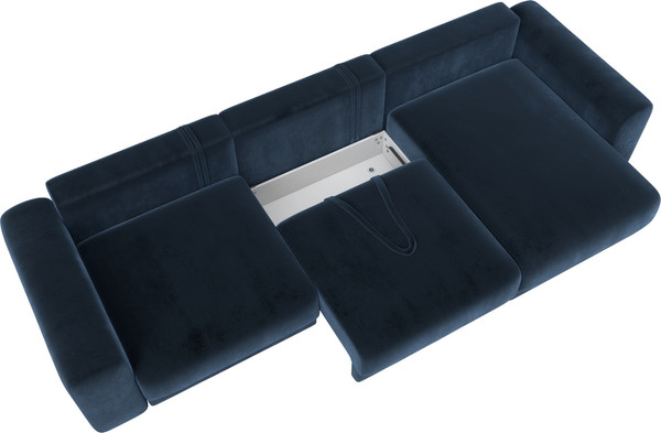 Изображение товара Диван угловой Лига Диванов Лига-056 НПБ Лонг угол универсальный / 129165 (велюр Tower 13 синий)