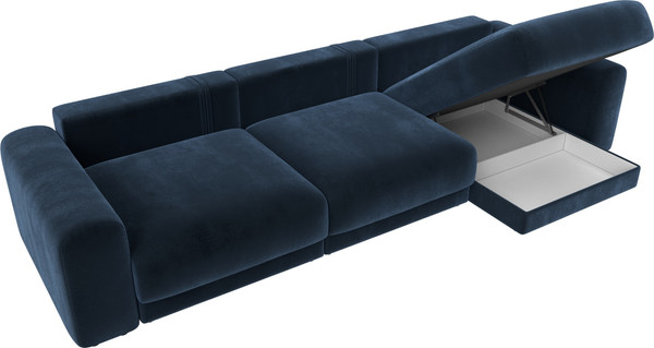 Изображение товара Диван угловой Лига Диванов Лига-056 НПБ Лонг угол универсальный / 129165 (велюр Tower 13 синий)