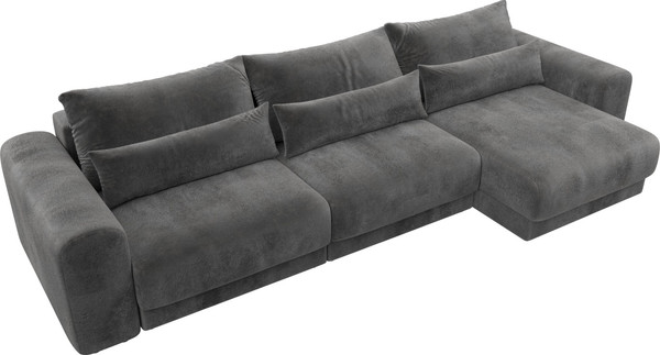 Изображение товара Диван угловой Лига Диванов Лига-056 НПБ Лонг угол универсальный / 129166 (велюр Tower 10 серый)