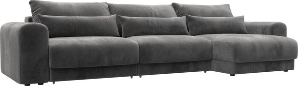 Изображение товара Диван угловой Лига Диванов Лига-056 НПБ Лонг угол универсальный / 129166 (велюр Tower 10 серый)