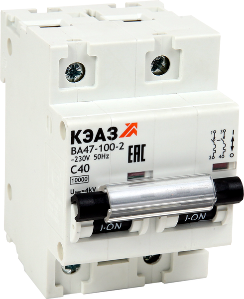 Изображение товара Выключатель автоматический КЭАЗ ВА47-100-2D50-УХЛ3 10кА / 318116
