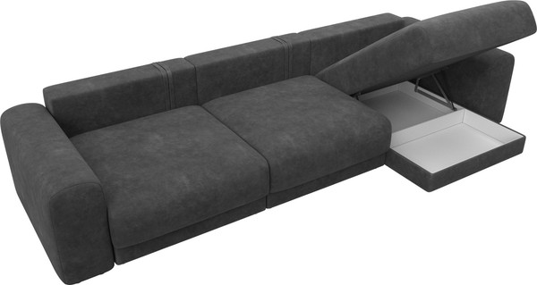 Изображение товара Диван угловой Лига Диванов Лига-056 НПБ Лонг угол универсальный / 129173 (велюр Brut 16 темно-серый)