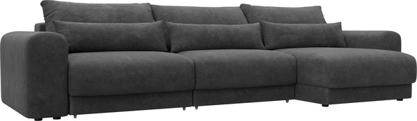 Изображение товара Диван угловой Лига Диванов Лига-056 НПБ Лонг угол универсальный / 129173 (велюр Brut 16 темно-серый)