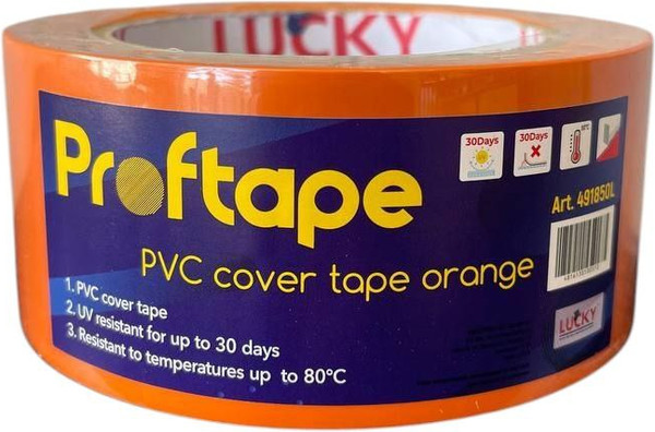 Изображение товара Лента малярная Lucky Tape ПВХ Гладкая 50мм 491850L (33м, оранжевый)