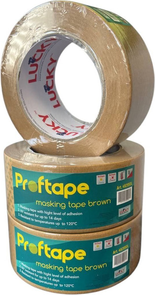 Изображение товара Лента малярная Lucky Tape Бумажная Термостойкая 48мм 492950L (50м, коричневый)
