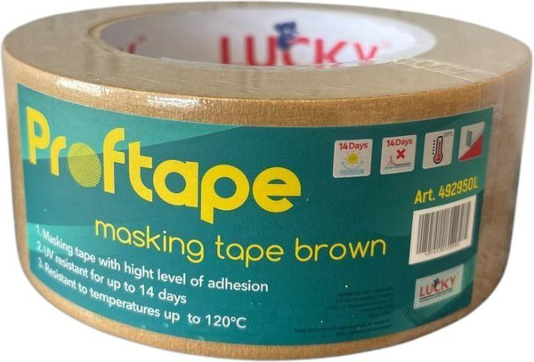 Изображение товара Лента малярная Lucky Tape Бумажная Термостойкая 48мм 492950L (50м, коричневый)