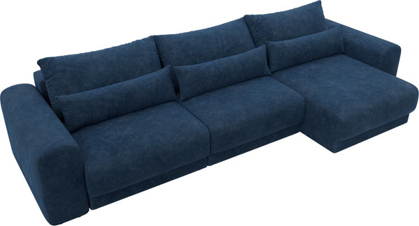 Изображение товара Диван угловой Лига Диванов Лига-056 НПБ Лонг угол универсальный / 129175 (велюр Brut 11 синий)