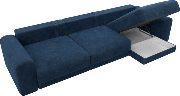 Изображение товара Диван угловой Лига Диванов Лига-056 НПБ Лонг угол универсальный / 129175 (велюр Brut 11 синий)