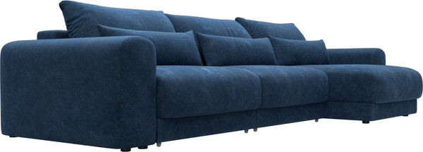 Изображение товара Диван угловой Лига Диванов Лига-056 НПБ Лонг угол универсальный / 129175 (велюр Brut 11 синий)