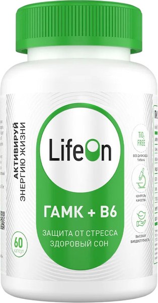 Изображение товара Комплексная пищевая добавка LifeON GABA+В6 (60 капсул)