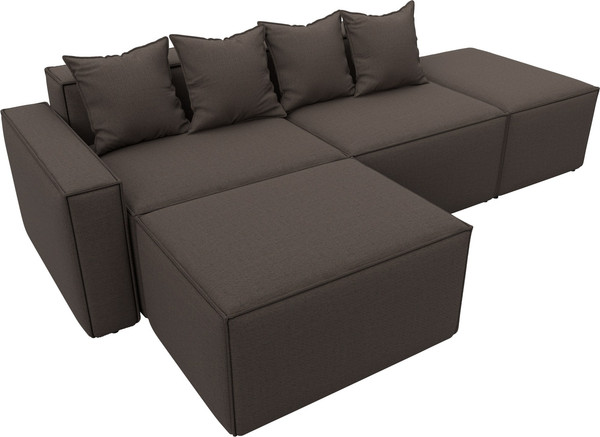 Изображение товара Диван угловой Лига Диванов Лига-063 угол левый / 129784L (рогожка Амур 05 коричневый)