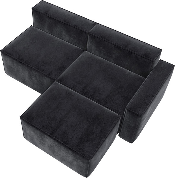 Изображение товара Диван угловой Лига Диванов Лига-063 угол правый / 129796 (велюр Tower 11 темно-серый)