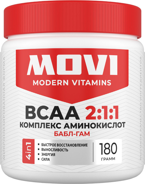Изображение товара Аминокислоты BCAA Movi 2:1:1 (180г, бабл-гам)