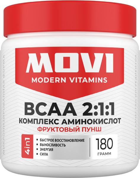 Изображение товара Аминокислоты BCAA Movi 2:1:1 (180г, фруктовый пунш)