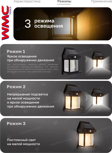 Изображение товара Набор бра уличных WMC Tools WMC-WL6009 (62116), (3шт, черный)