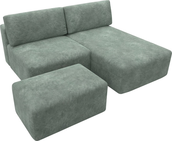 Изображение товара Комплект мягкой мебели Лига Диванов Лига-060 НПБ угол универсальный с пуфом / 129695 (велюр Brut 08 зеленый)