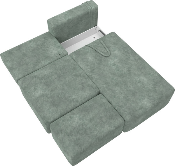 Изображение товара Комплект мягкой мебели Лига Диванов Лига-060 НПБ угол универсальный с пуфом / 129695 (велюр Brut 08 зеленый)