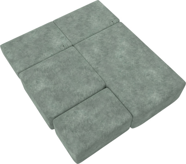 Изображение товара Комплект мягкой мебели Лига Диванов Лига-060 НПБ угол универсальный с пуфом / 129695 (велюр Brut 08 зеленый)