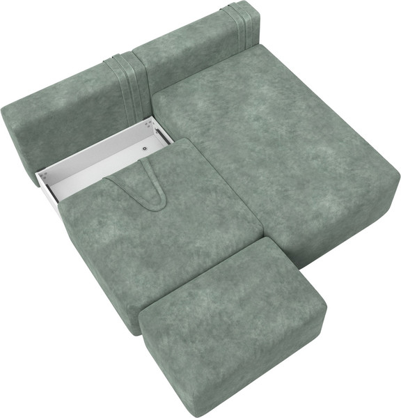 Изображение товара Комплект мягкой мебели Лига Диванов Лига-060 НПБ угол универсальный с пуфом / 129695 (велюр Brut 08 зеленый)