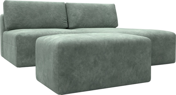 Изображение товара Комплект мягкой мебели Лига Диванов Лига-060 НПБ угол универсальный с пуфом / 129695 (велюр Brut 08 зеленый)