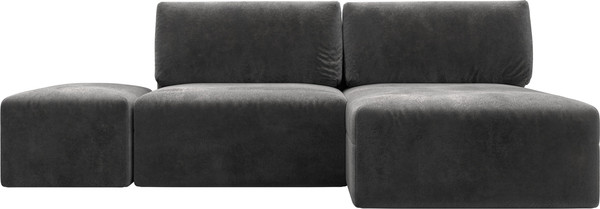 Изображение товара Комплект мягкой мебели Лига Диванов Лига-060 НПБ угол универсальный с пуфом / 129682 (велюр Tower 10 серый)