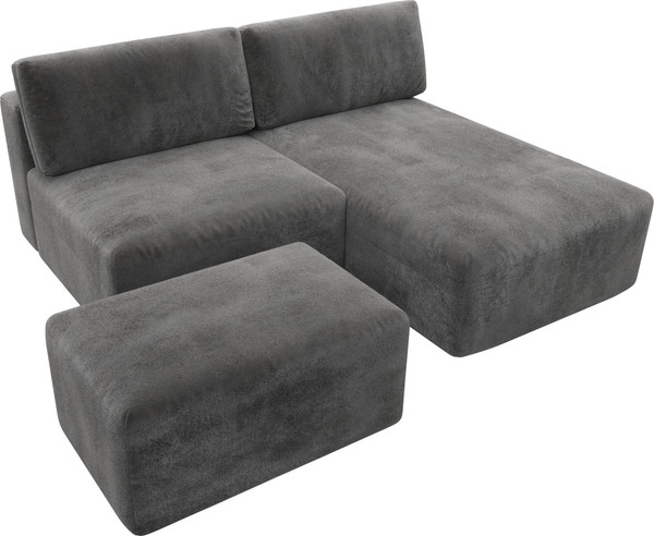 Изображение товара Комплект мягкой мебели Лига Диванов Лига-060 НПБ угол универсальный с пуфом / 129682 (велюр Tower 10 серый)