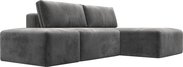 Изображение товара Комплект мягкой мебели Лига Диванов Лига-060 НПБ угол универсальный с пуфом / 129682 (велюр Tower 10 серый)