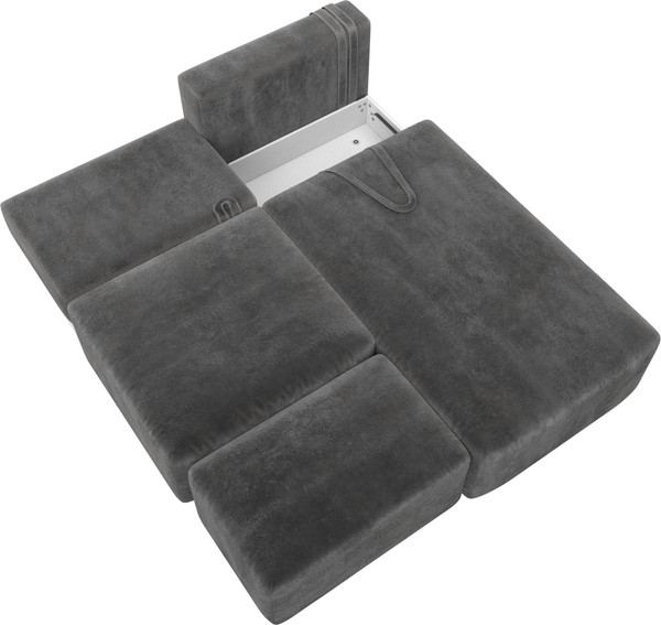 Изображение товара Комплект мягкой мебели Лига Диванов Лига-060 НПБ угол универсальный с пуфом / 129682 (велюр Tower 10 серый)