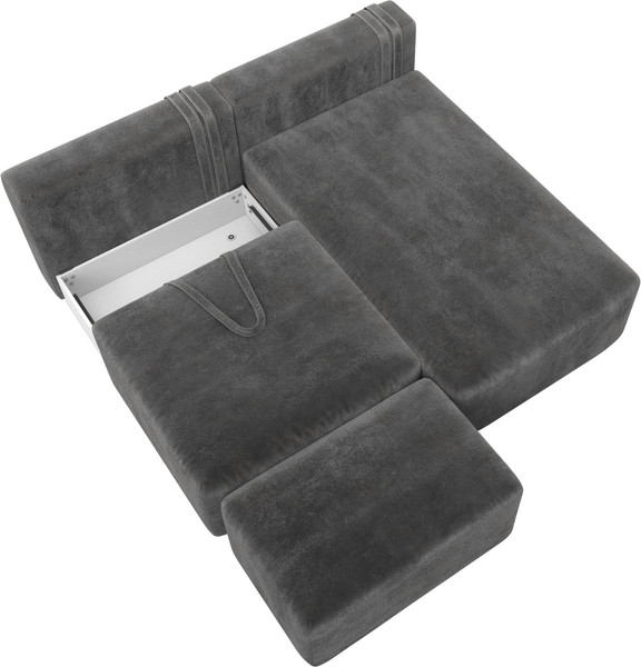 Изображение товара Комплект мягкой мебели Лига Диванов Лига-060 НПБ угол универсальный с пуфом / 129682 (велюр Tower 10 серый)