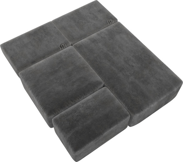 Изображение товара Комплект мягкой мебели Лига Диванов Лига-060 НПБ угол универсальный с пуфом / 129682 (велюр Tower 10 серый)