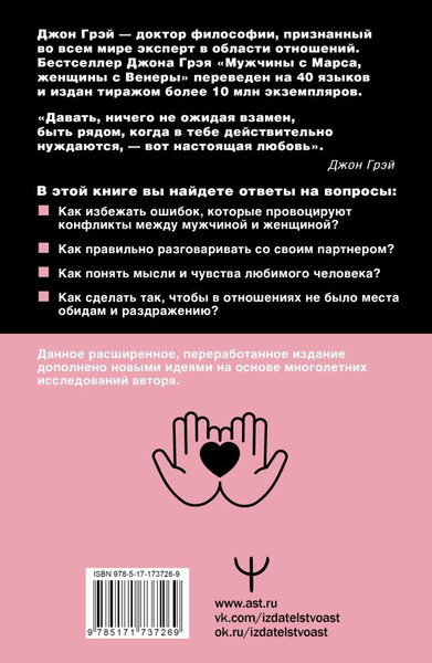 Изображение товара Книга АСТ Мужчины с Марса, женщины с Венеры, мягкая обложка (Грэй Джон)