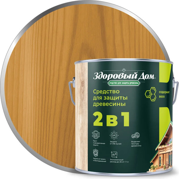 Изображение товара Защитно-декоративный состав Здоровый дом 2в1 Дуб (2.7л)