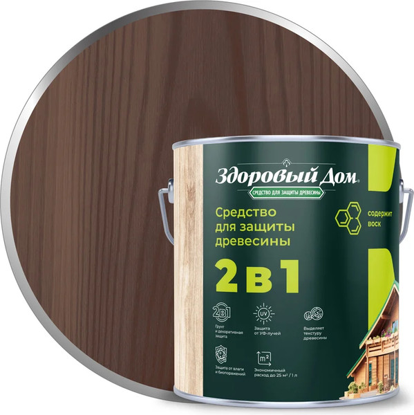 Изображение товара Защитно-декоративный состав Здоровый дом 2в1 Палисандр (2.7л)