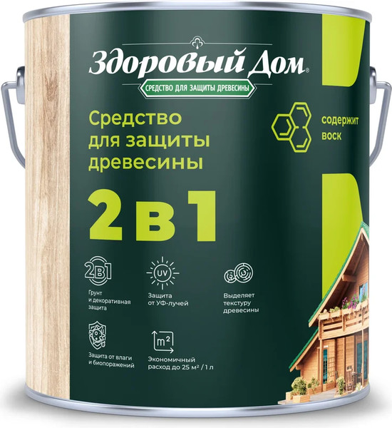 Изображение товара Защитно-декоративный состав Здоровый дом 2в1 Тик (2.7л)