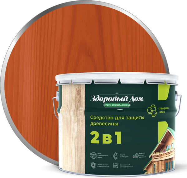 Изображение товара Защитно-декоративный состав Здоровый дом 2в1 Рябина (9л)