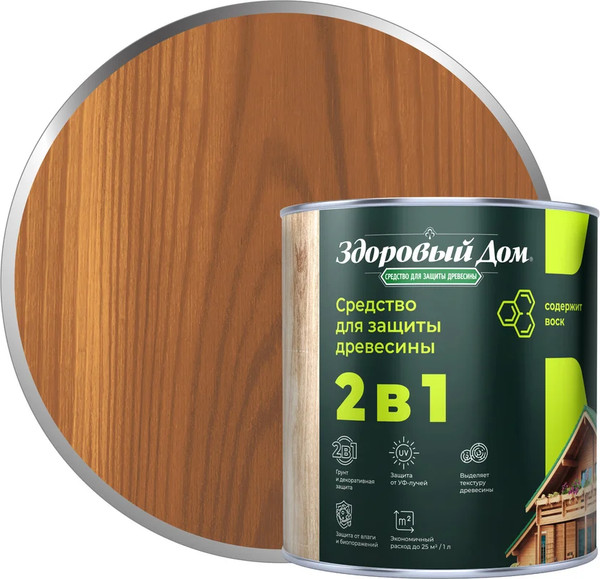Изображение товара Защитно-декоративный состав Здоровый дом 2в1 Орех (800мл)