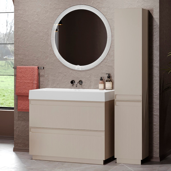 Изображение товара Тумба под умывальник Belux Базель Н 90-02 (180, светлый миндаль матовый)