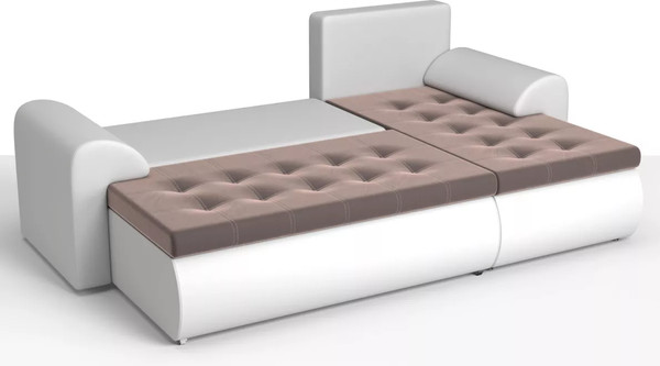 Изображение товара Диван угловой Stolline Ванкувер 05 правый (экокожа белая/велюр коричневый)