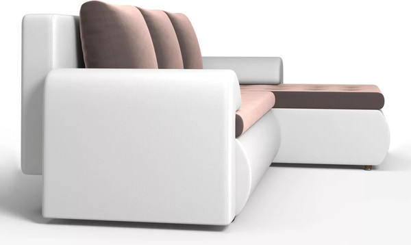 Изображение товара Диван угловой Stolline Ванкувер 05 правый (экокожа белая/велюр коричневый)