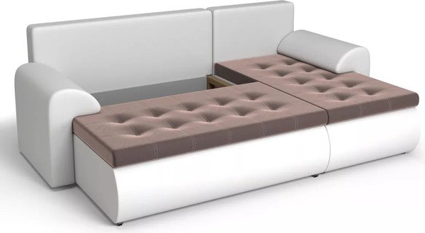 Изображение товара Диван угловой Stolline Ванкувер 05 правый (экокожа белая/велюр коричневый)